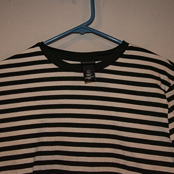 H&M Long Sleeve Stripped T Shirt Men Small Navy Blue and White - Picture 2 of 5